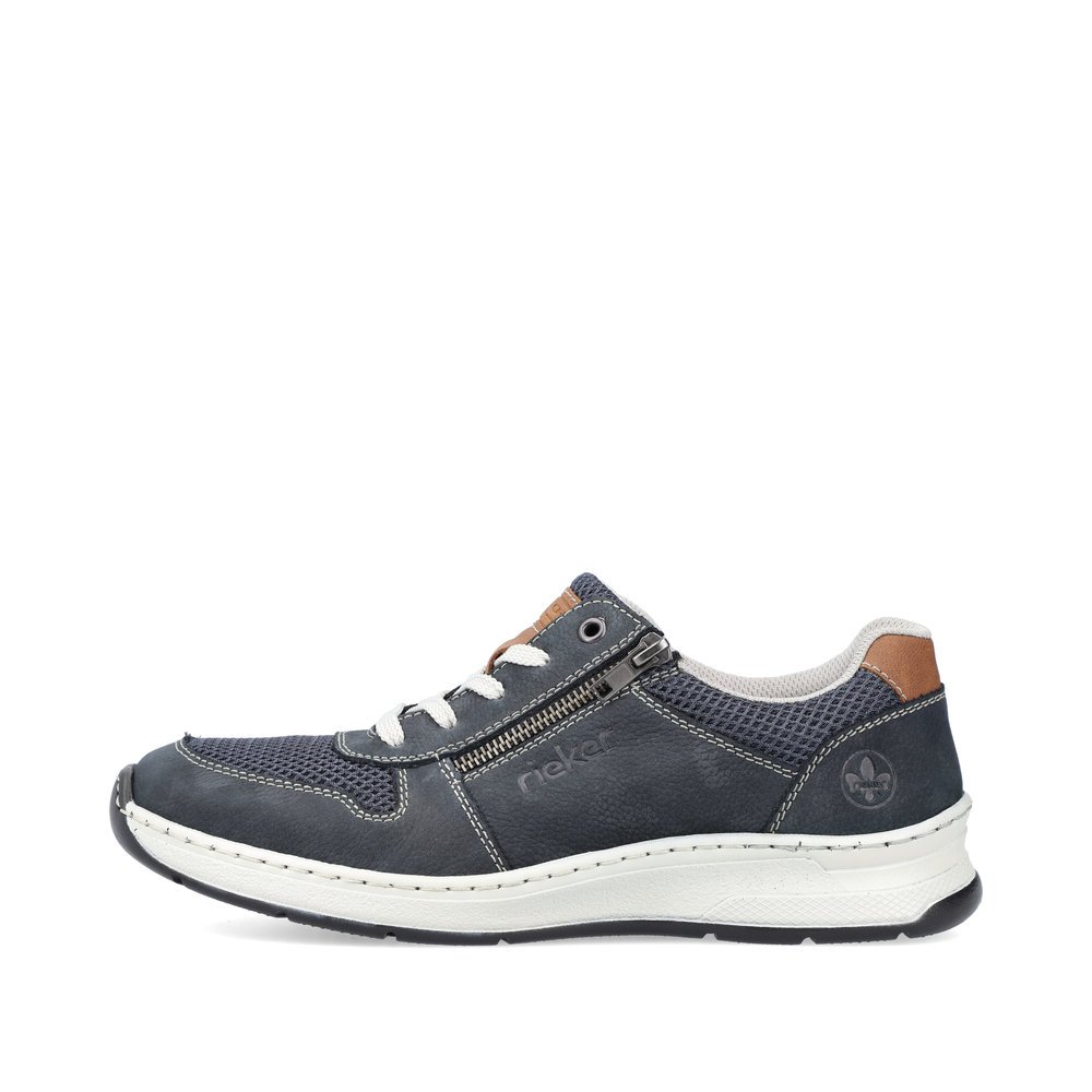 Blue Rieker men´s lace-up shoes 14300-14 with a zipper. Outside of the shoe.