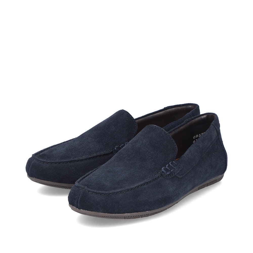 Blue Rieker men´s slippers 09557-14 with the comfort width G 1/2. Shoes laterally.