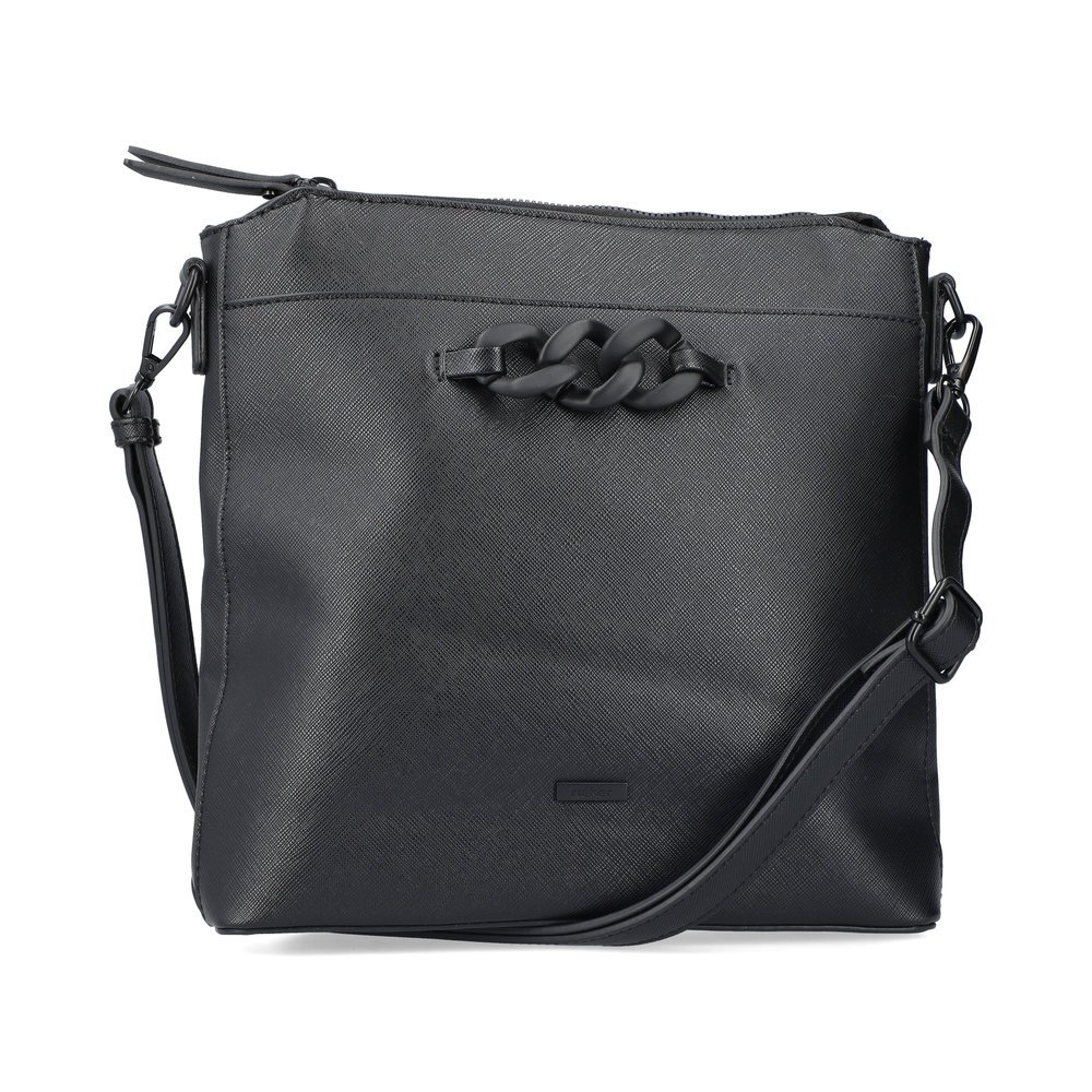 Rieker women´s bag H1522-00 in black made of imitation leather with zipper from the front.