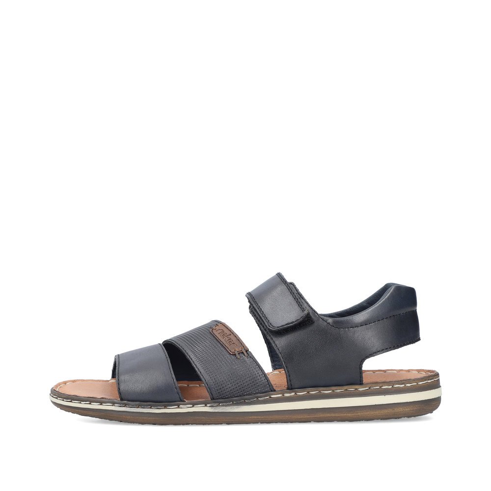 Blue Rieker men´s sandals 21081-14 with a hook and loop fastener. Outside of the shoe.
