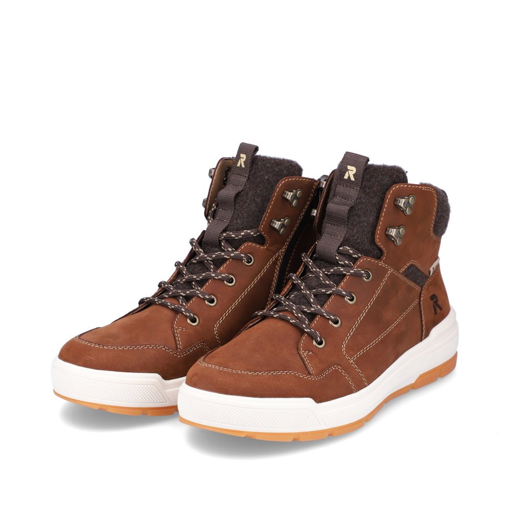 Brown Rieker EVOLUTION men´s boots U0070-22 with light profile sole. Shoe laterally