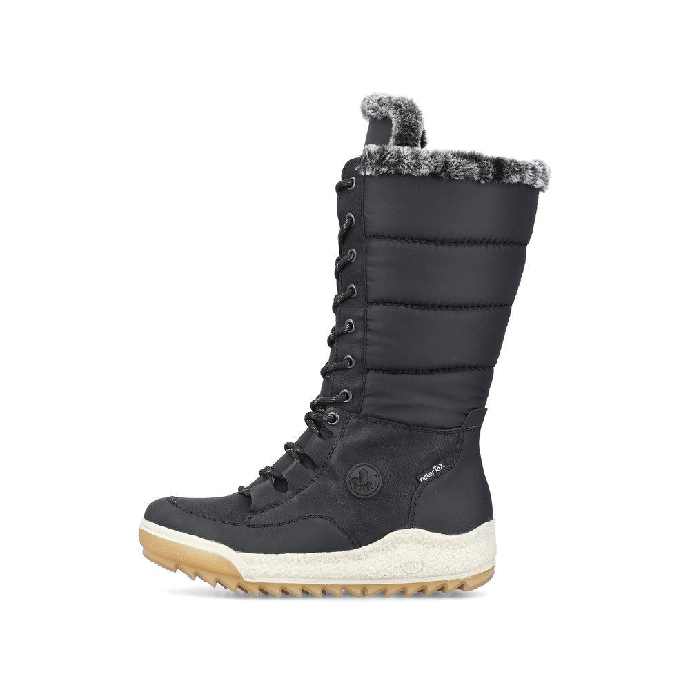 Asphalt black Rieker women´s high boots Y4760-00 with light and shock-absorbing sole. The outside of the shoe