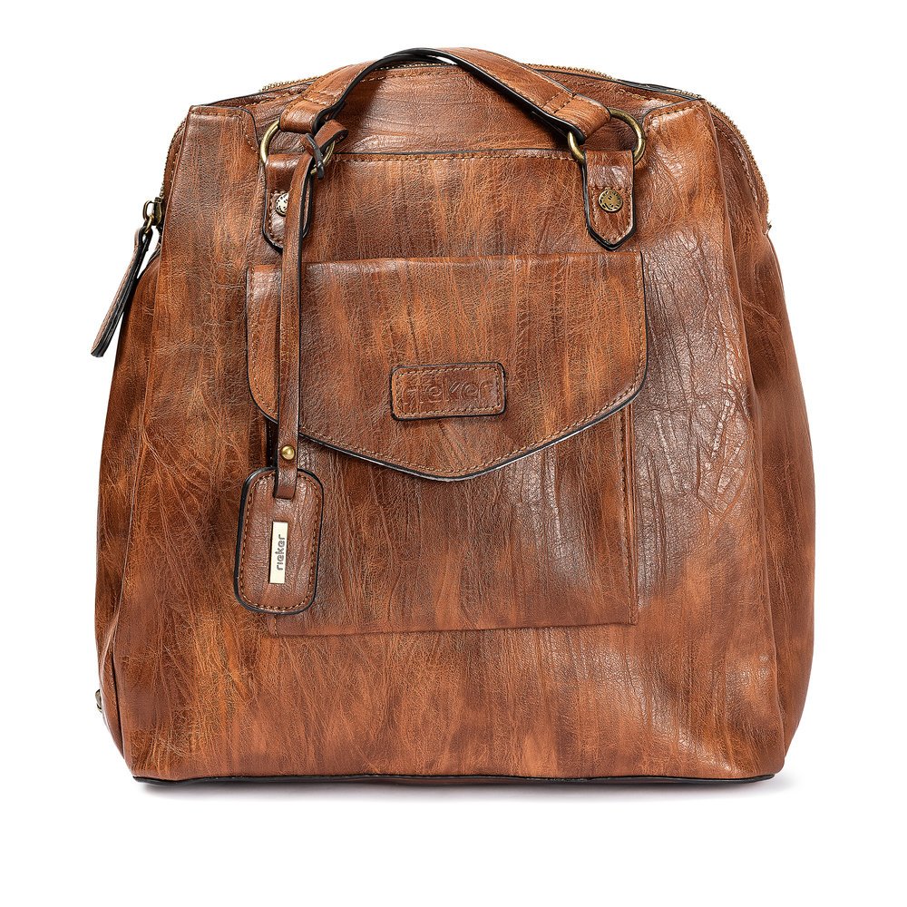 Rieker women´s backback H1036-22 in brown made of imitation leather with zipper from the front.