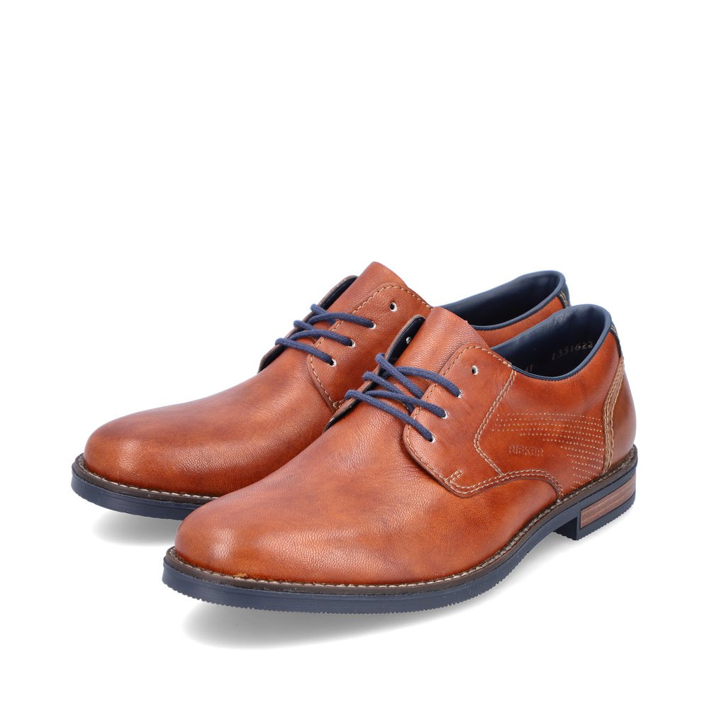 Copper-colored Rieker men´s lace-up shoes 13516-22 with the comfort width G 1/2. Shoes laterally.