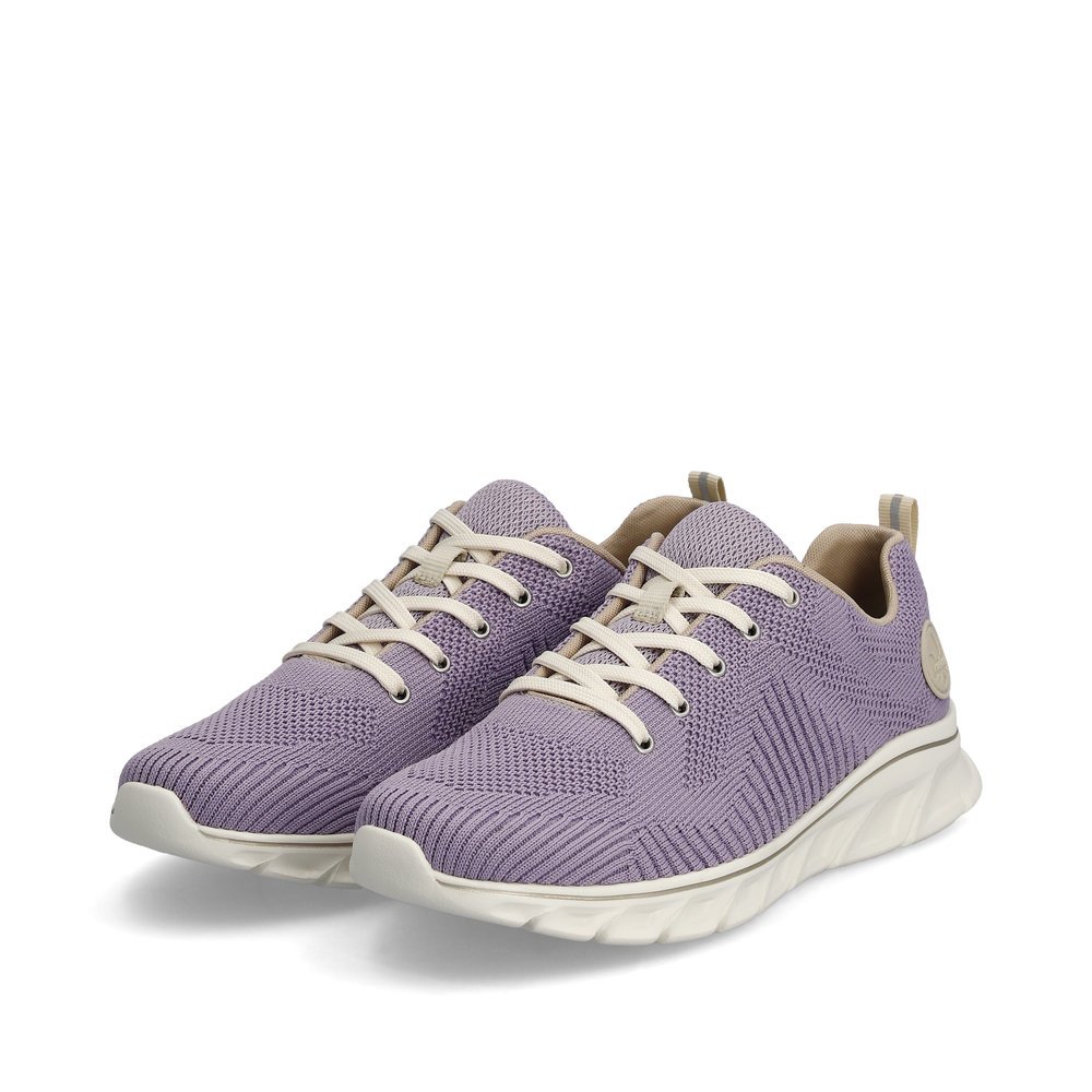 Lavender Rieker women´s low-top sneakers 54022-30 with an ultra light sole. Shoes laterally.