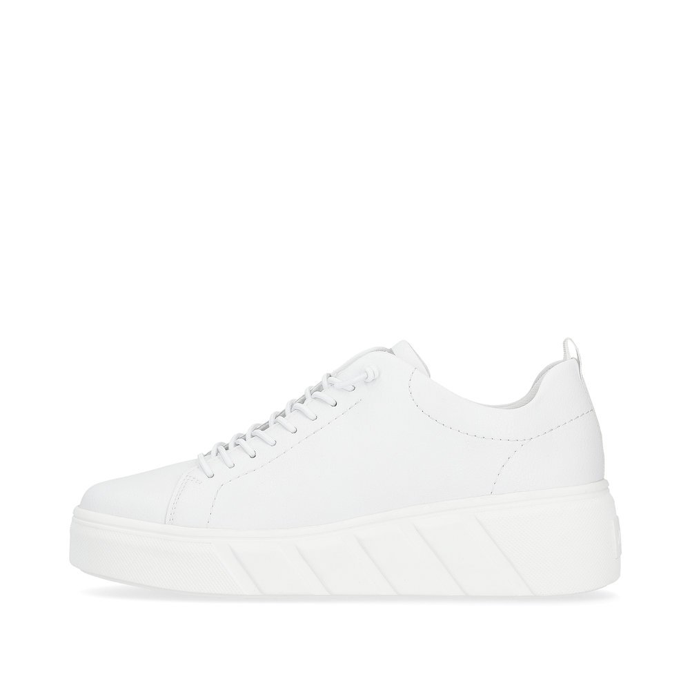 White Rieker women´s low-top sneakers W0500-81 with an ultra light sole. Outside of the shoe.