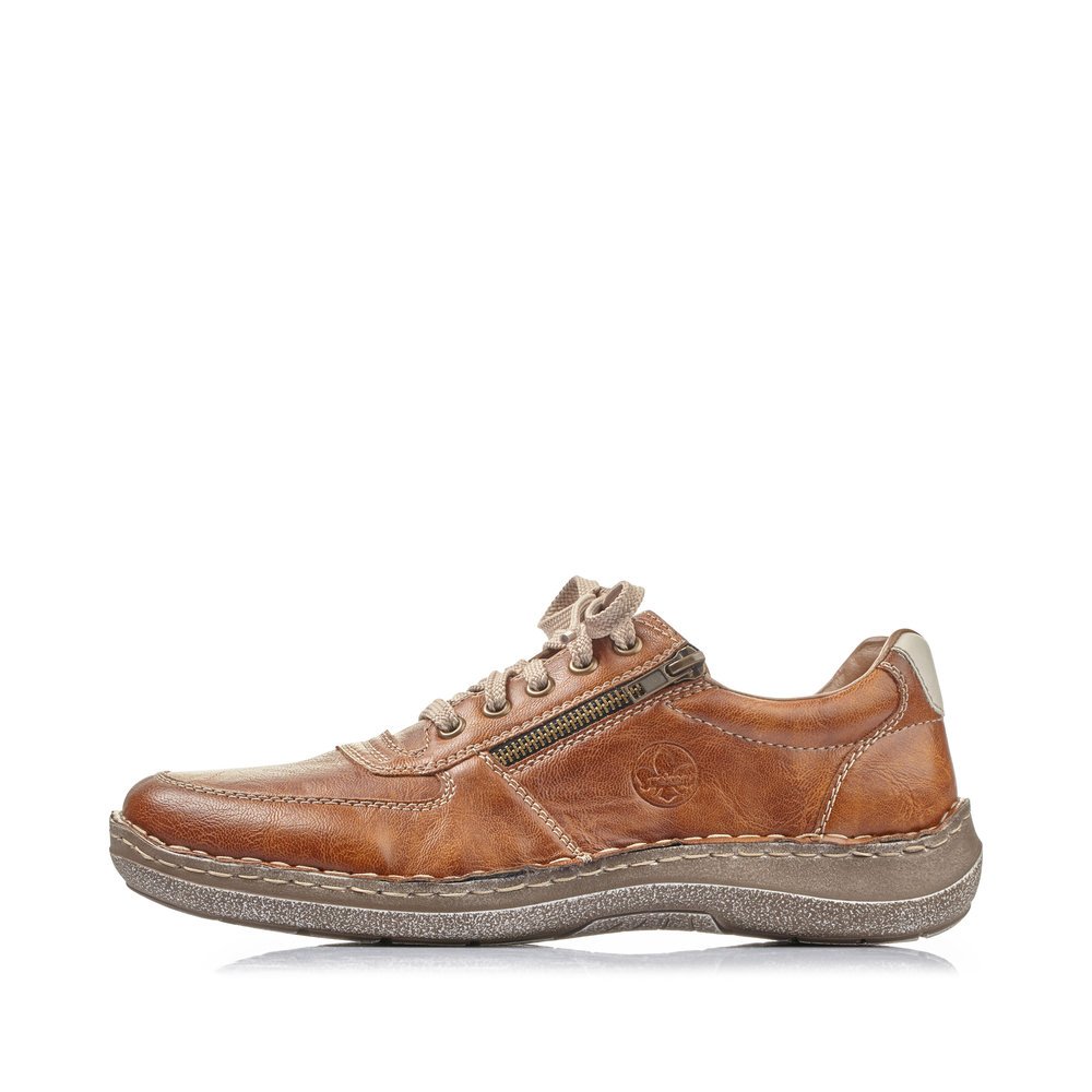 Rieker chaussures à lacets marron hommes 03030-25 avec fermeture éclair. Côté extérieur de la chaussure.