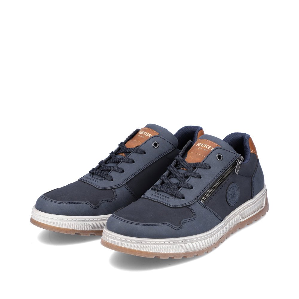 Navy blue Rieker men´s sneakers 37029-14 with robust profile sole. Shoe laterally