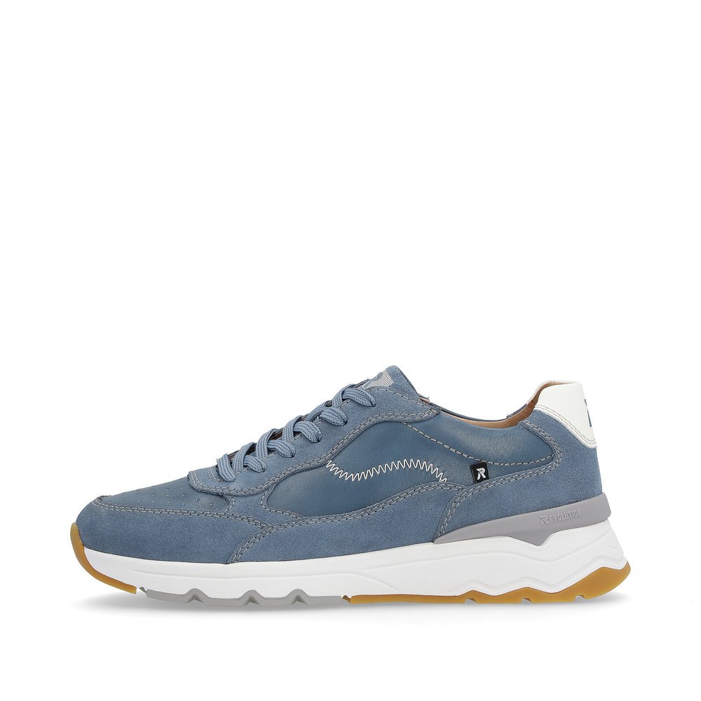 Blue Rieker men´s low-top sneakers U0901-14 with a flexible and super light sole. Outside of the shoe.