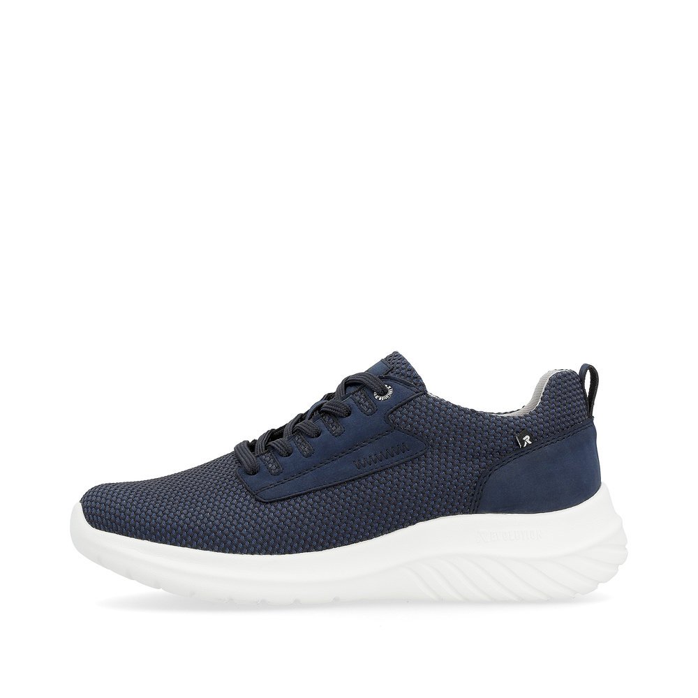 Blue Rieker men´s low-top sneakers U0503-14 with a flexible sole. Outside of the shoe.
