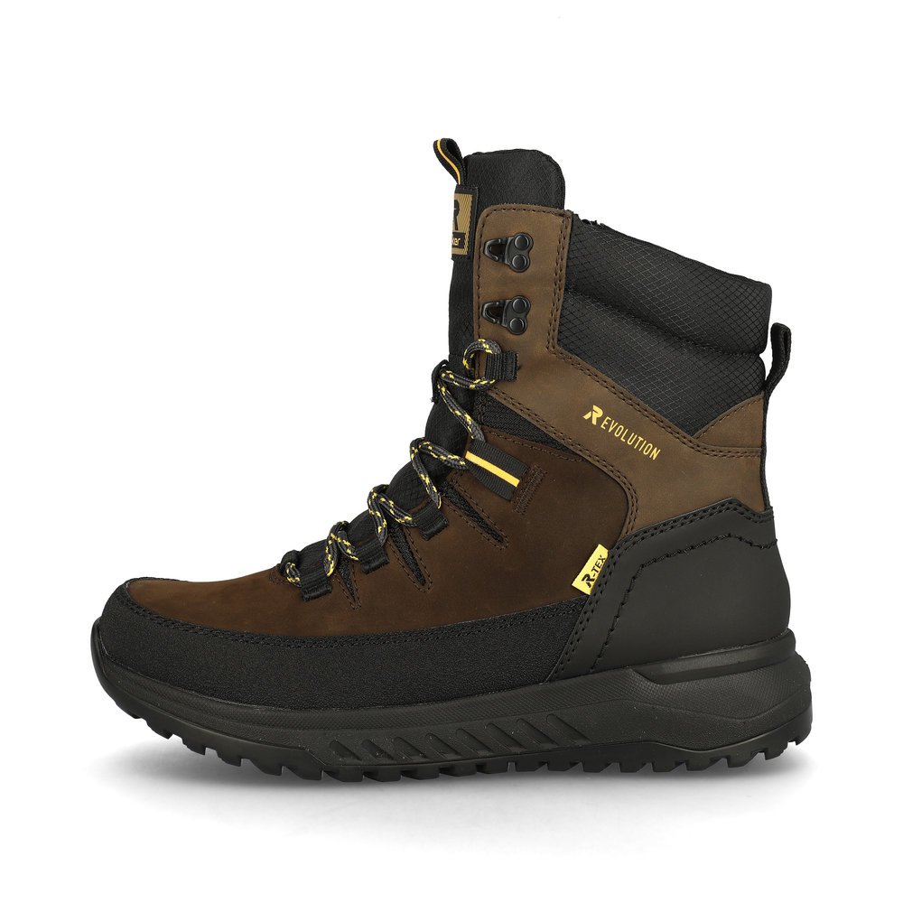 Brown Rieker EVOLUTION men´s boots U0171-25 with a grippy Fiber-Grip sole. The outside of the shoe