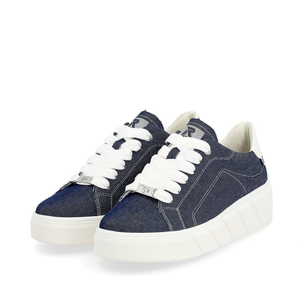 Blue Rieker women´s low-top sneakers W0501-14 with a cushioning sole. Shoes laterally.