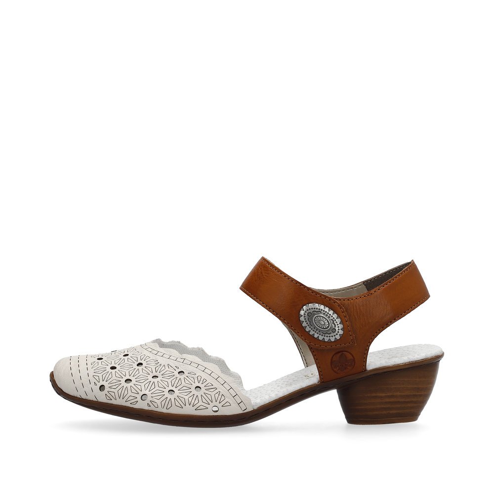 Rieker sandalettes à lanières beiges pour femmes 43703-60. Côté extérieur de la chaussure.