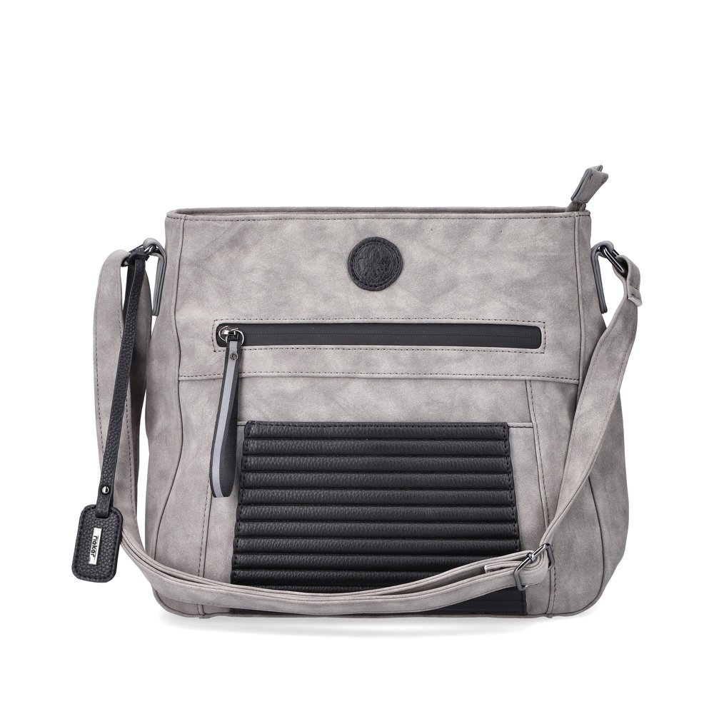 Rieker women´s bag H1481-42 in grey made of imitation leather with zipper from the front.