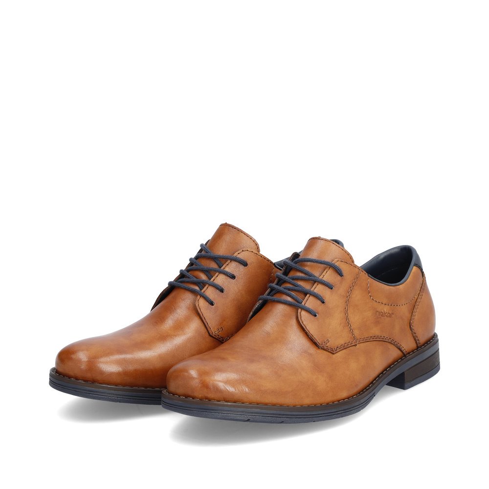 Wood brown Rieker men´s lace-up shoes 10304-24 with the comfort width G 1/2. Shoes laterally.