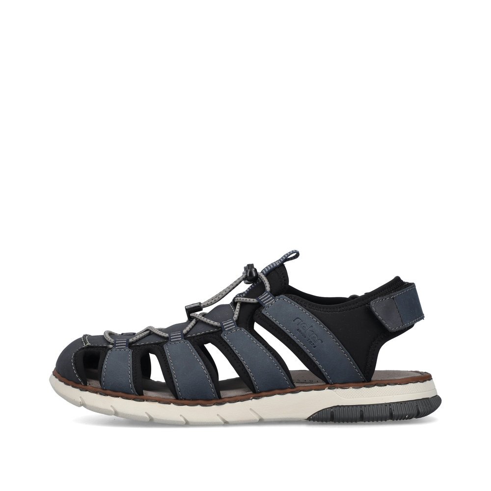 Blue Rieker men´s hiking sandals 25246-14 with a hook and loop fastener. Outside of the shoe.