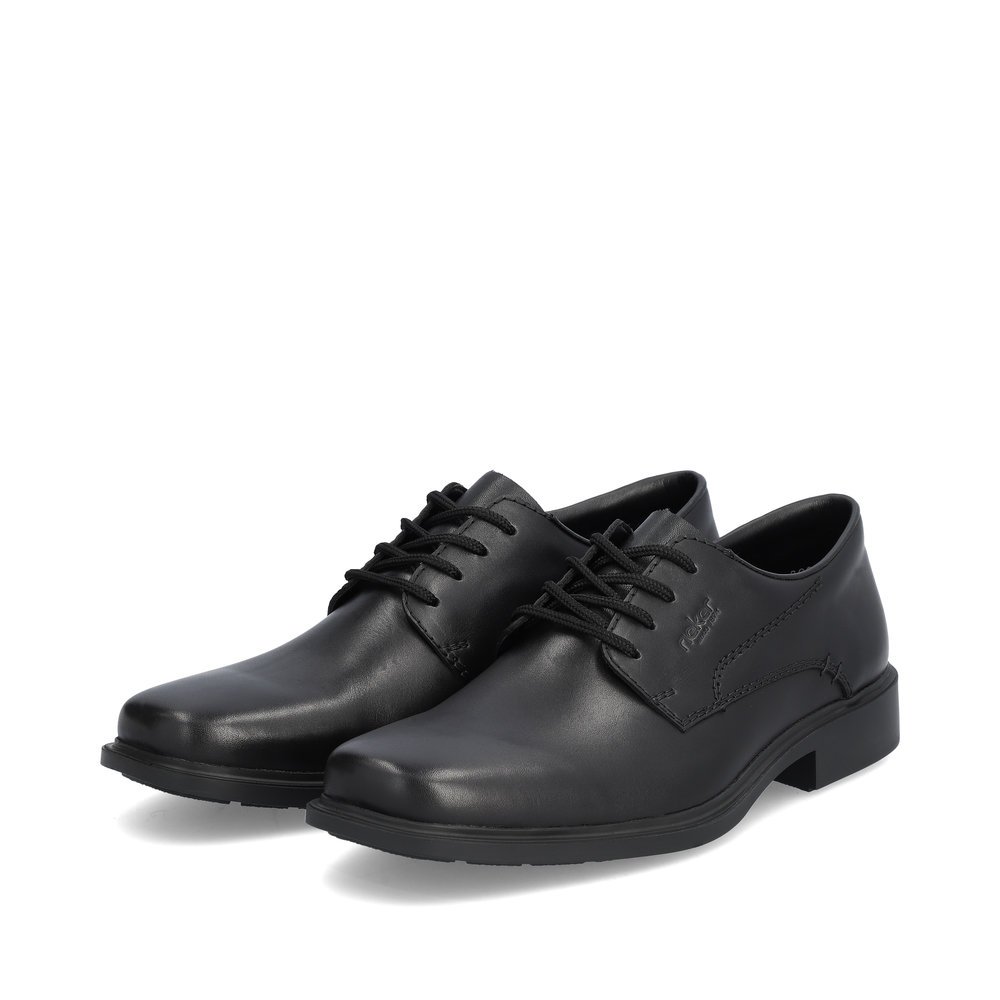 Black Rieker men´s lace-up shoes B0001-00 with the extra width H. Shoes laterally.
