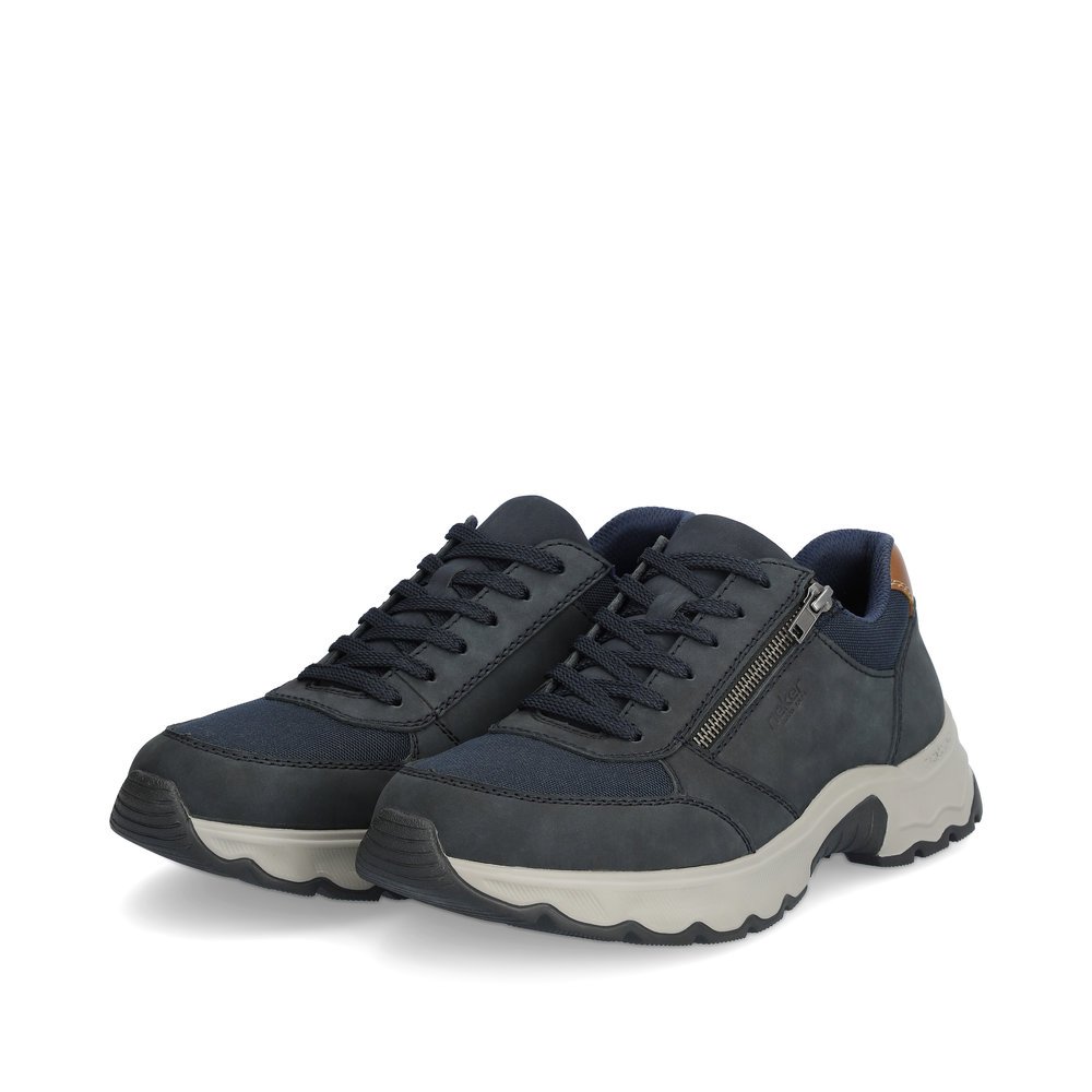 Blue Rieker men´s lace-up shoes 11400-14 with zipper as well as extra width I. Shoes laterally.