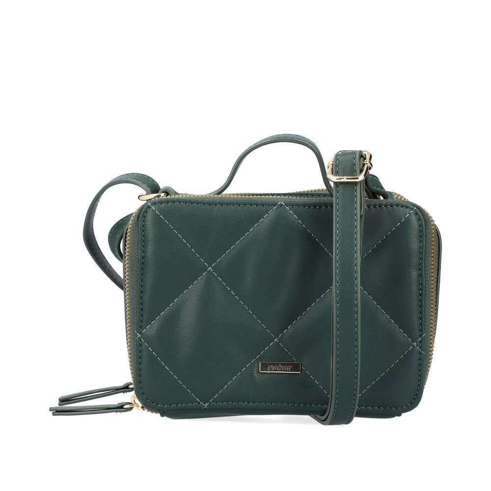 Rieker women´s bag H1513-54 in green made of imitation leather with zipper from the front.