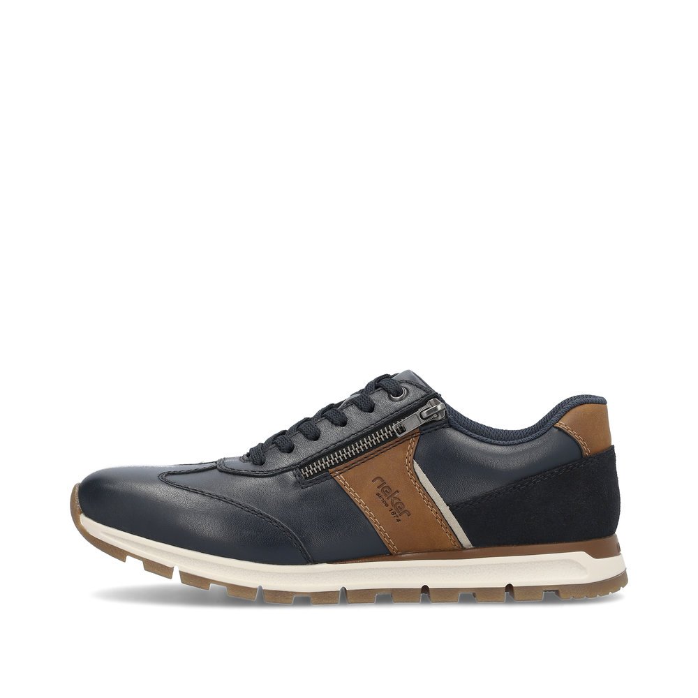 Blue Rieker men´s low-top sneakers B0501-14 with zipper as well as extra width I. Outside of the shoe.