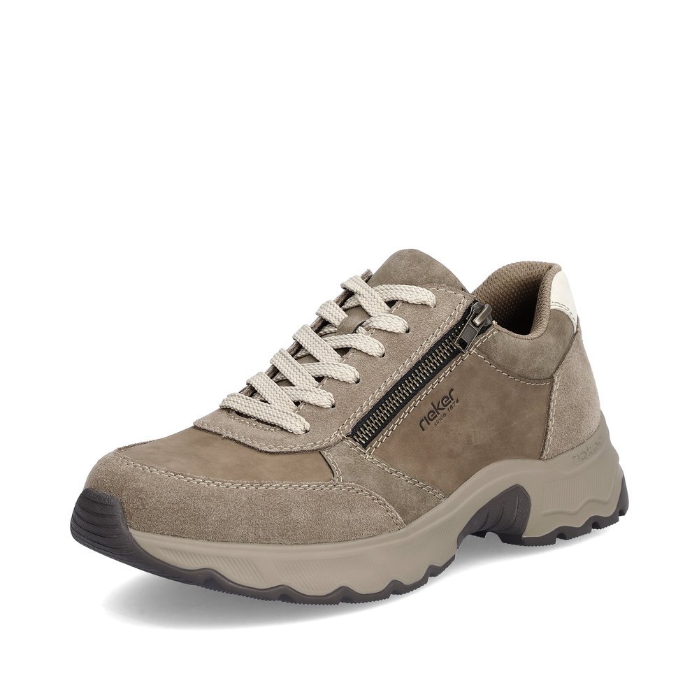 Brown Rieker men´s lace-up shoes 11400-25 with zipper as well as the extra width I. Shoe laterally.