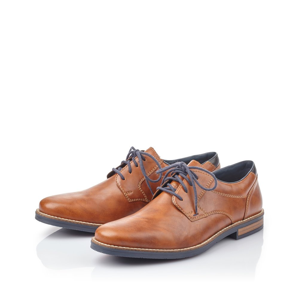 Caramel brown Rieker men´s lace-up shoes 13500-25 with the comfort width G 1/2. Shoes laterally.