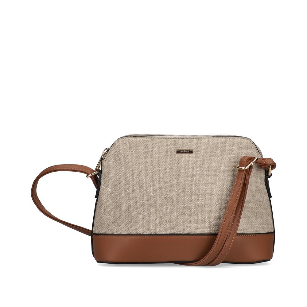 Rieker handbag H1510-60 in beige with zipper and small inner pockets. Front.