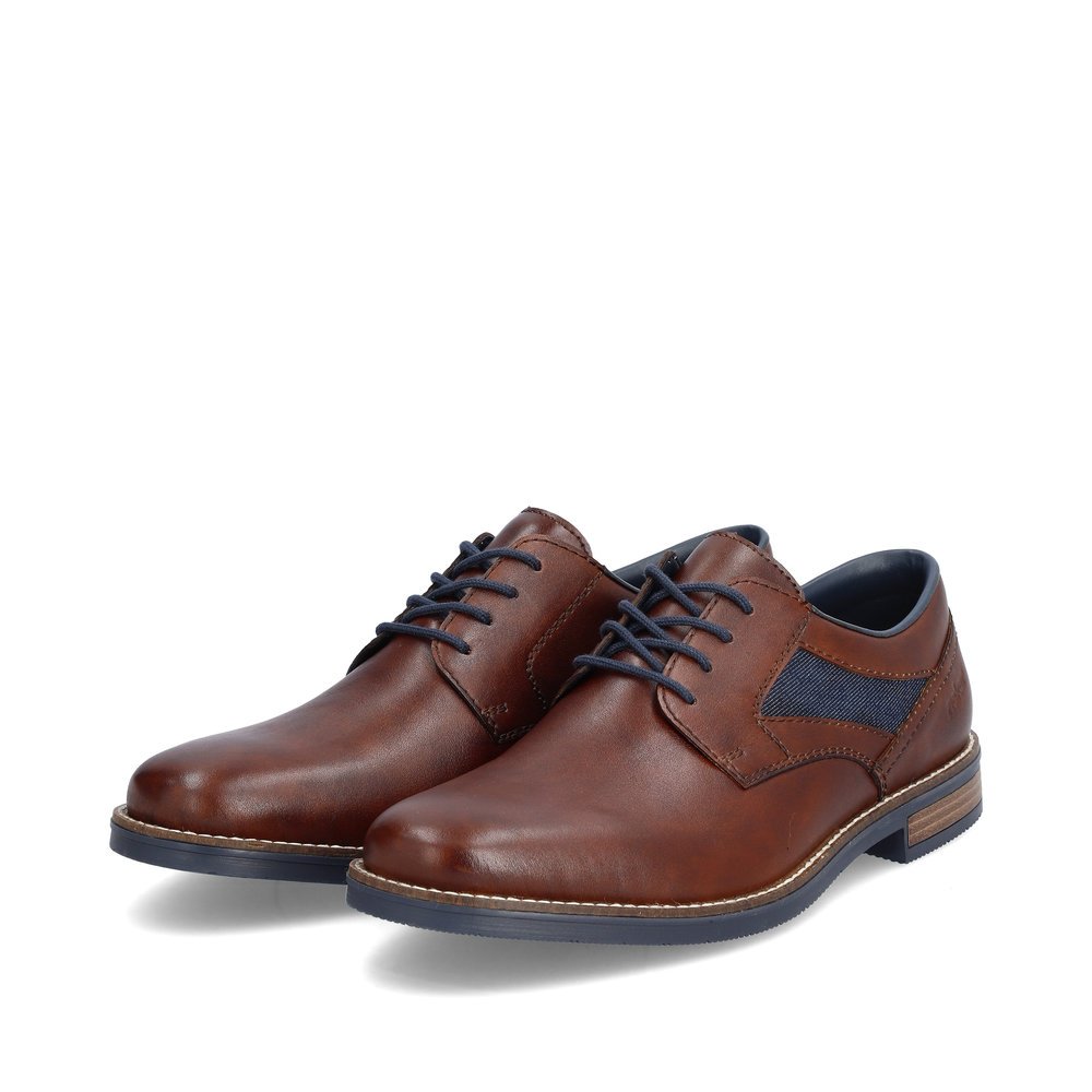 Rieker chaussures à lacets marron hommes 13522-24 avec largeur G 1/2. Chaussures inclinée sur le côté.