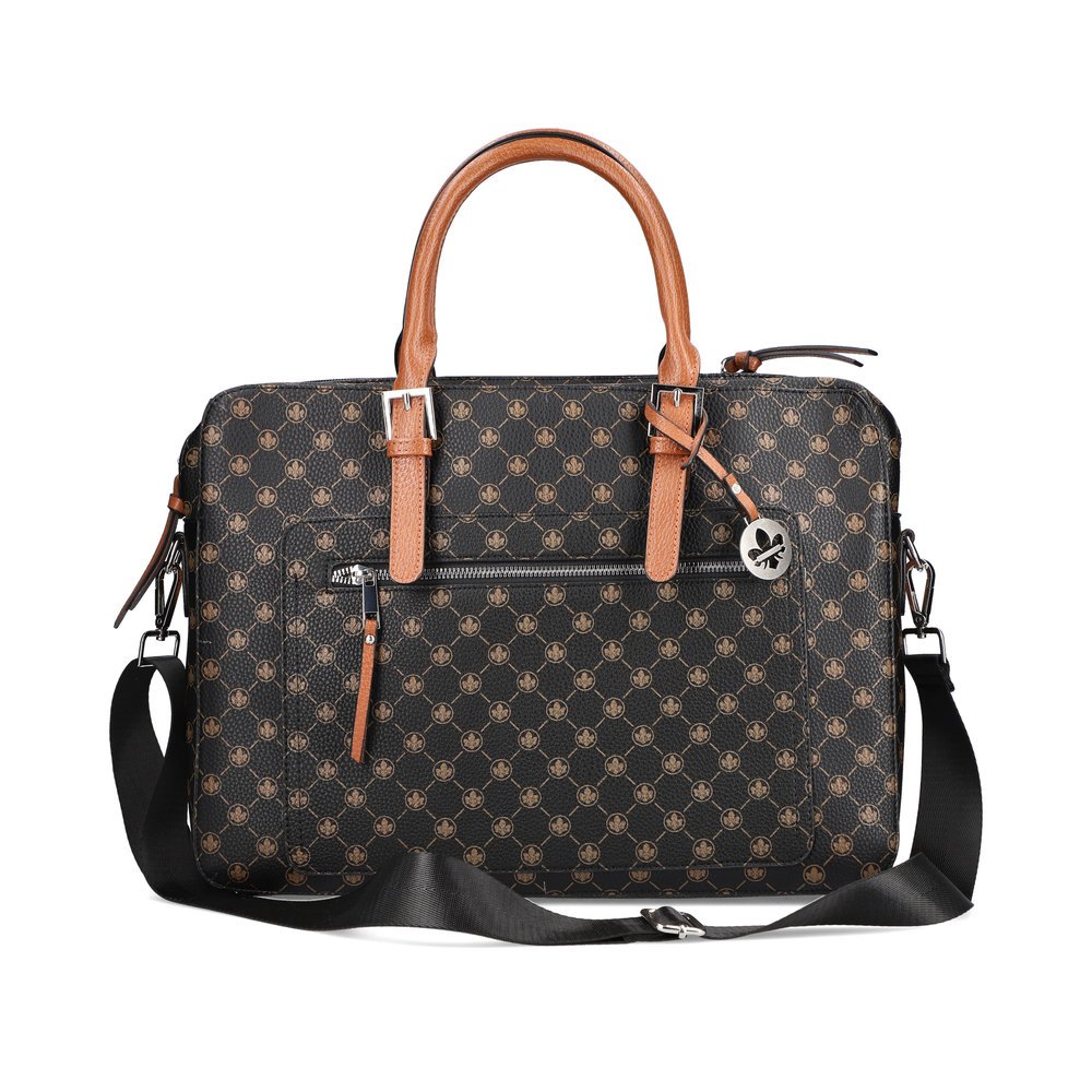 Rieker women´s bag H1361-00 in black made of imitation leather with zipper from the front.