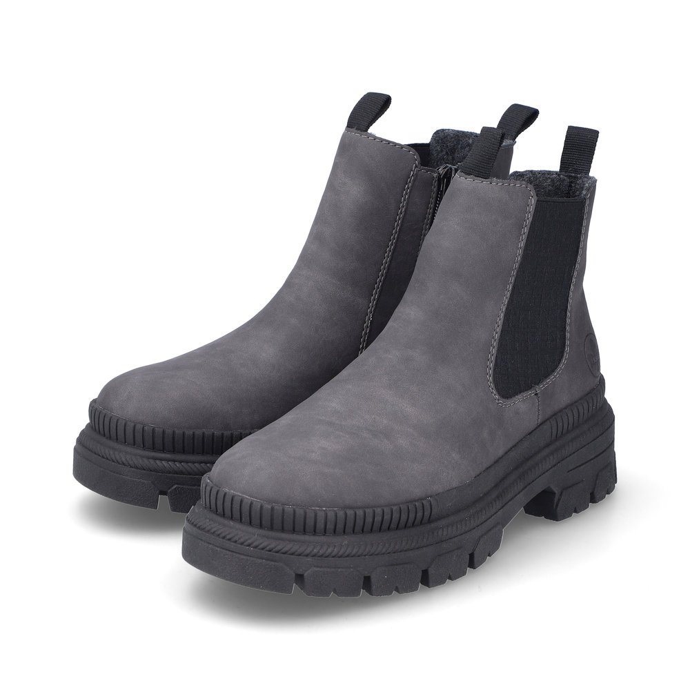 Granite grey Rieker women´s Chelsea boots Y9354-45 with light profile sole. Shoe laterally