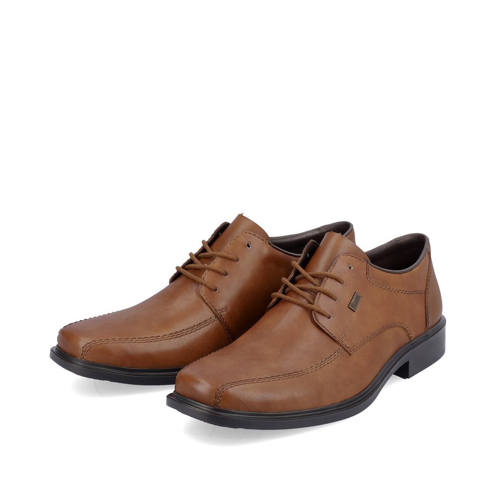 Nougat brown Rieker men´s lace-up shoes B0013-24 with shock-absorbing sole. Shoe laterally
