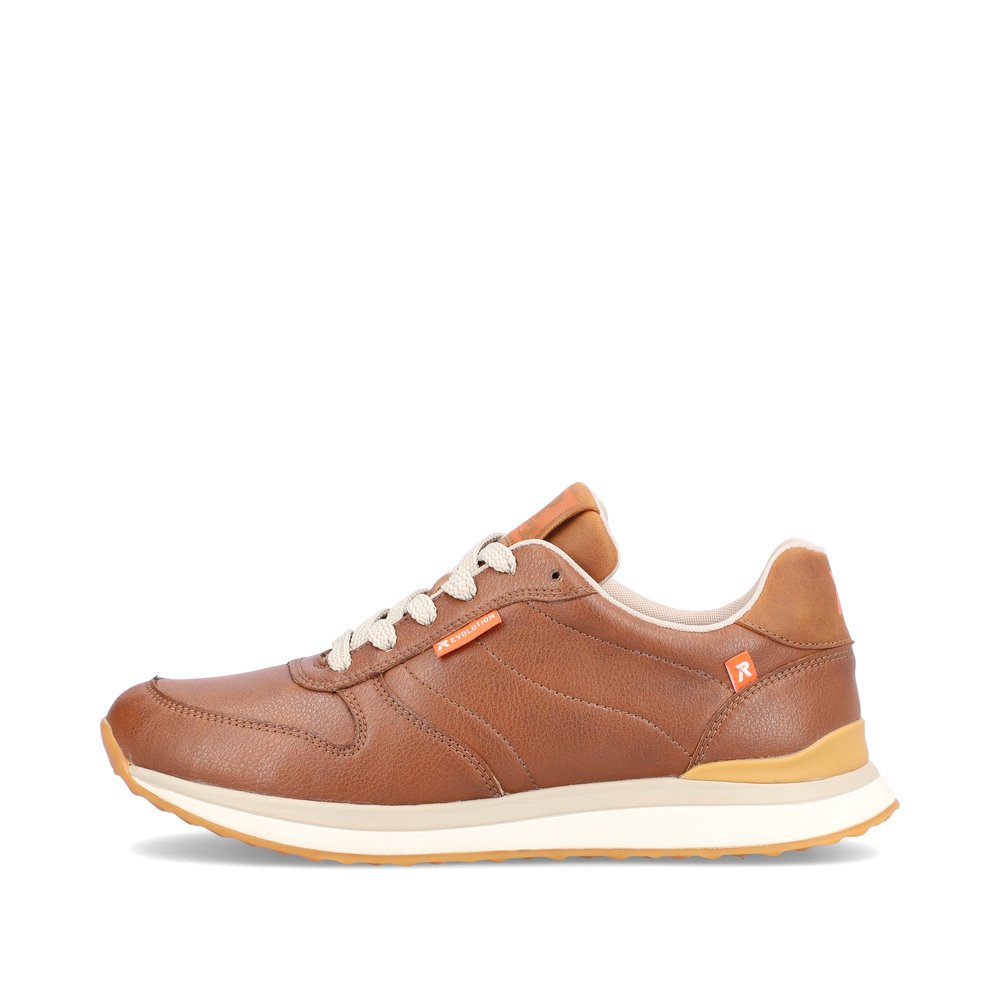 Brown Rieker women´s low-top sneakers 42500-22 with a flexible sole. Outside of the shoe.