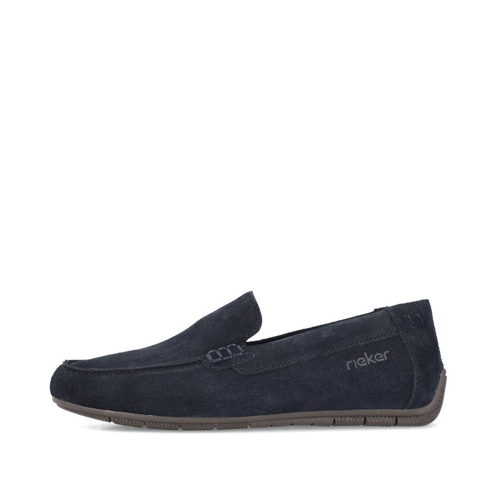 Blue Rieker men´s slippers 09557-14 with the comfort width G 1/2. Outside of the shoe.