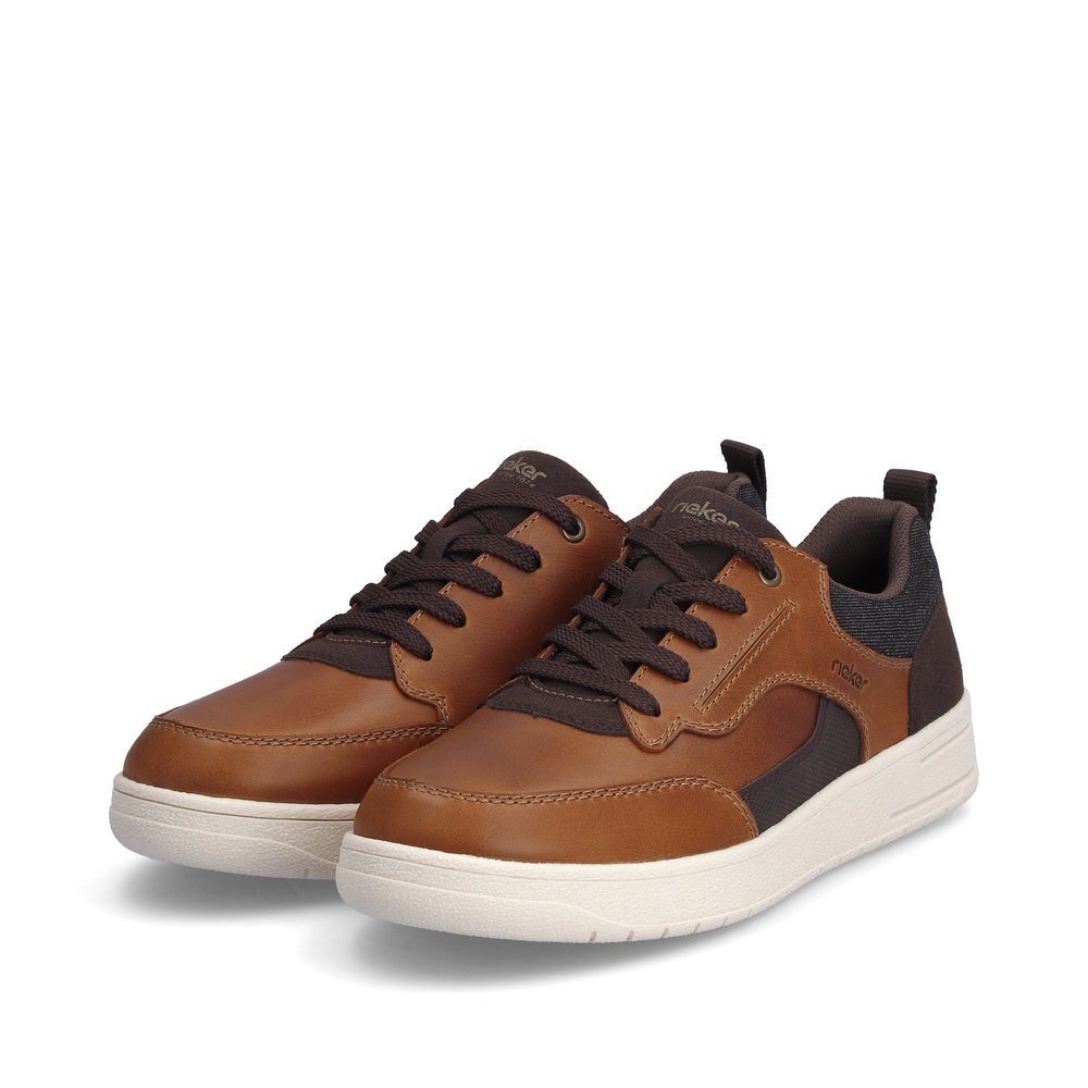 Brown Rieker men´s low-top sneakers B7804-24 with a TR sole with light EVA inlet. Shoes laterally.