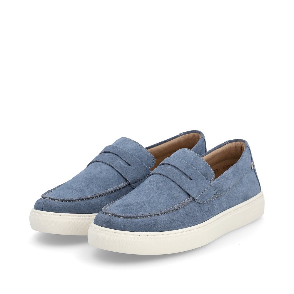 Blue Rieker men´s slippers U0703-14 with a TR sole with soft EVA inlet. Shoes laterally.