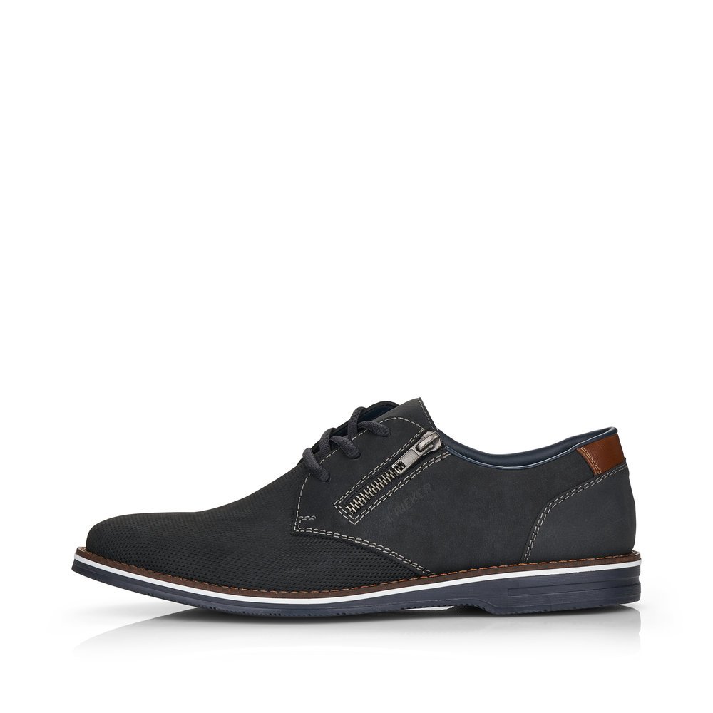 Blue Rieker men´s lace-up shoes 12500-14 with zipper as well as comfort width G 1/2. Outside of the shoe.