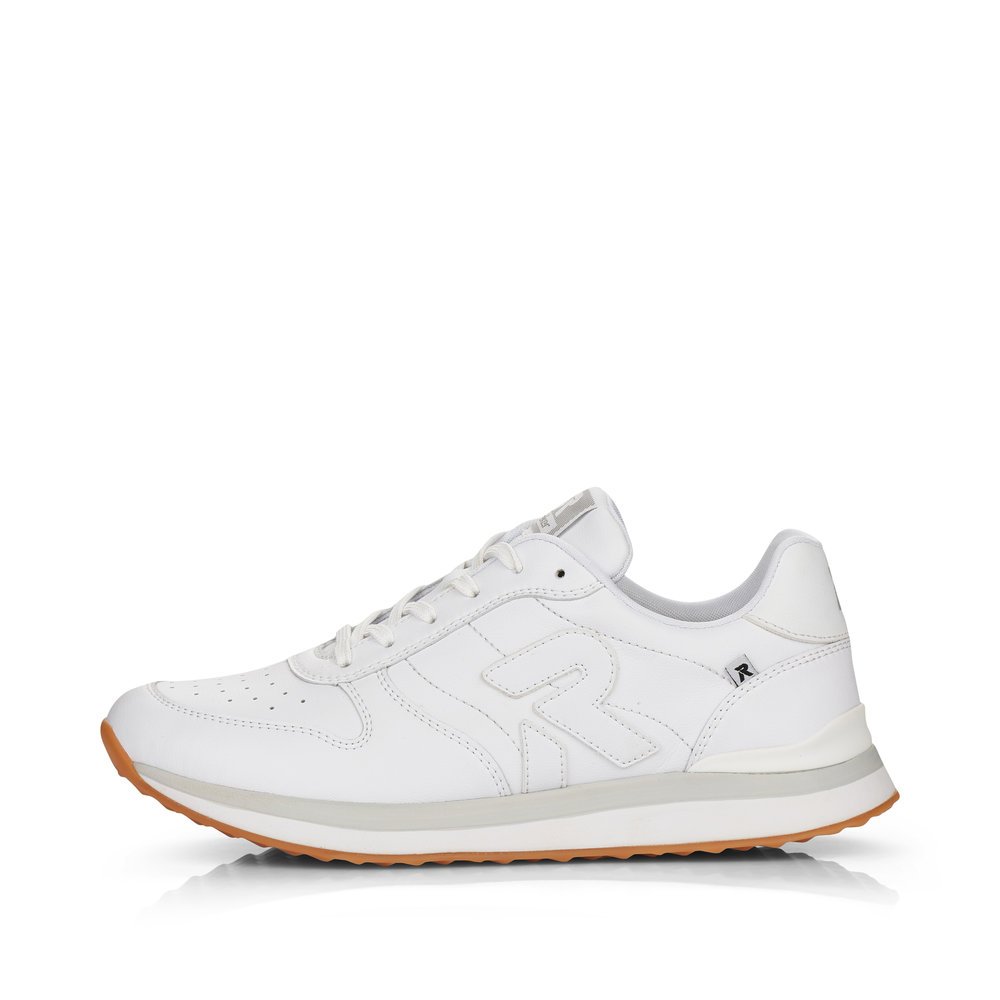 White Rieker EVOLUTION women´s sneakers 42501-80 with super light and flexible sole. The outside of the shoe