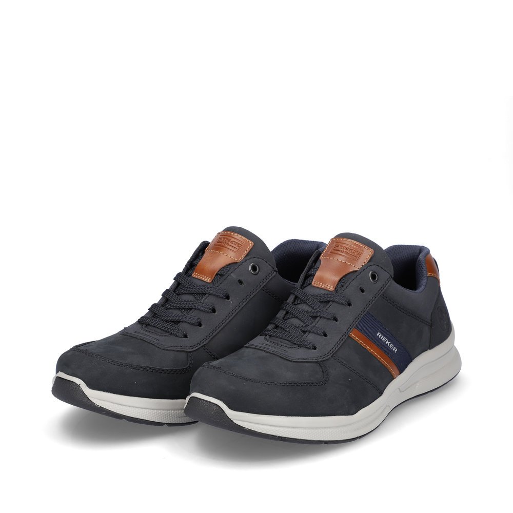 Steel blue Rieker men´s lace-up shoes 14811-14 with the extra width H. Shoes laterally.
