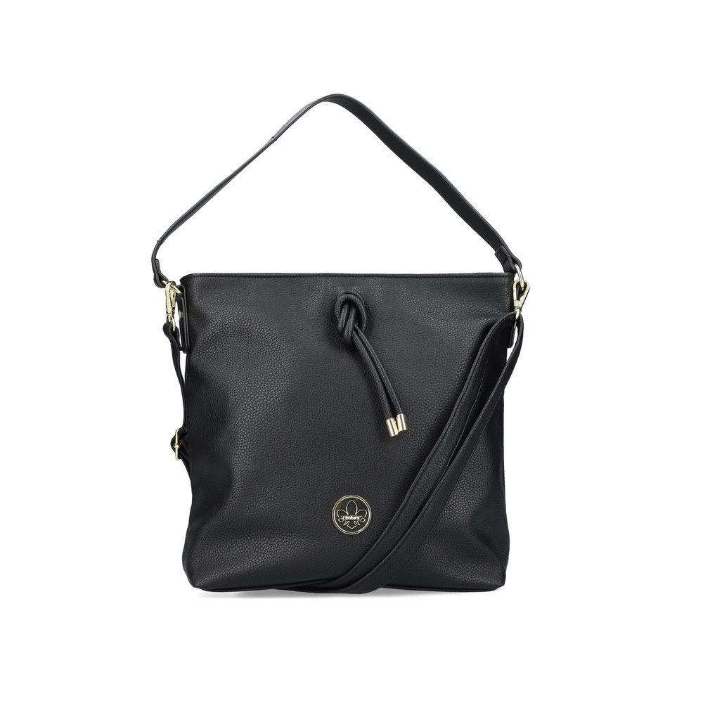 Rieker women´s bag H1514-01 in black made of imitation leather with zipper from the front.