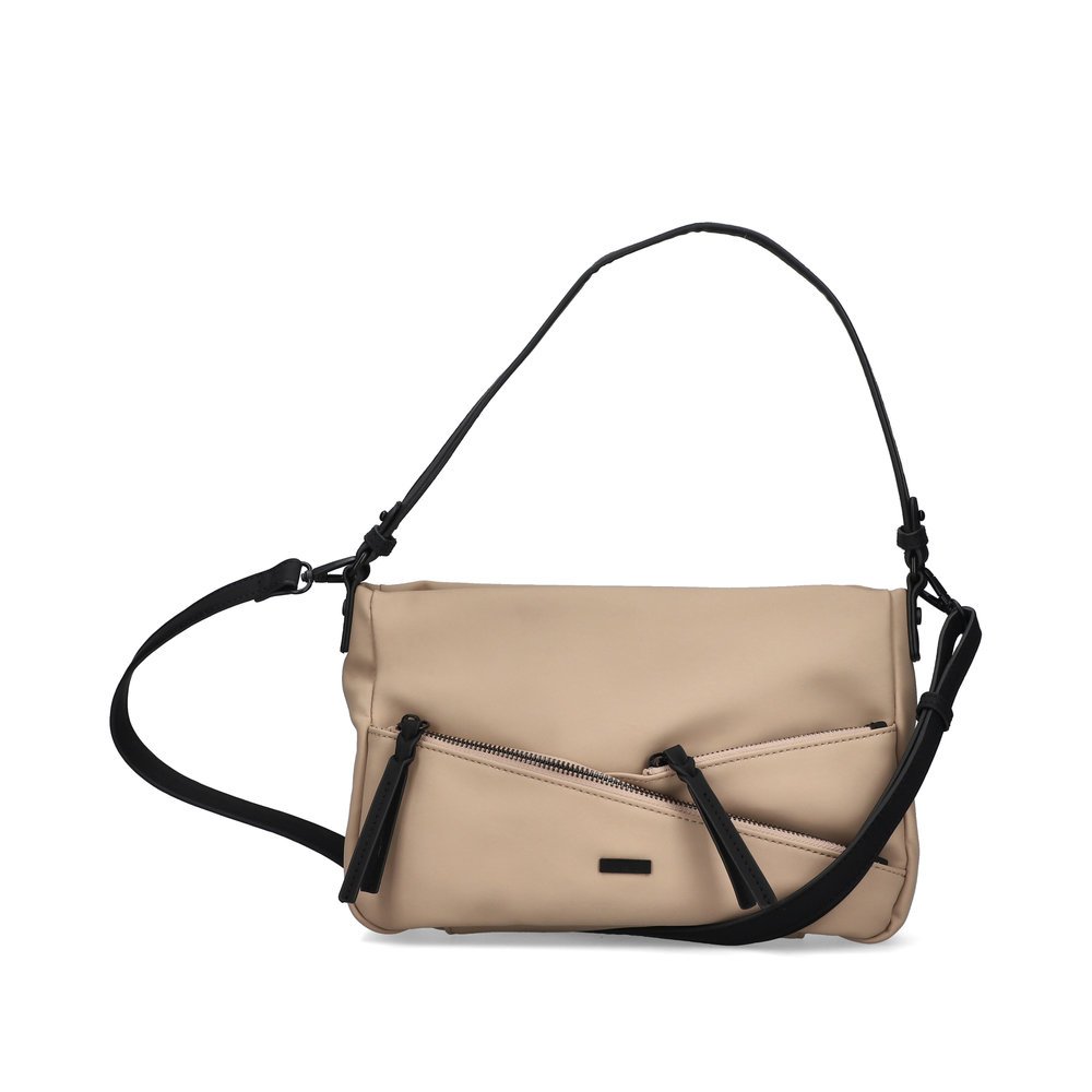 Rieker handbag H1503-60 in champagne with zipper and detachable and adjustable shoulder strap. Front.
