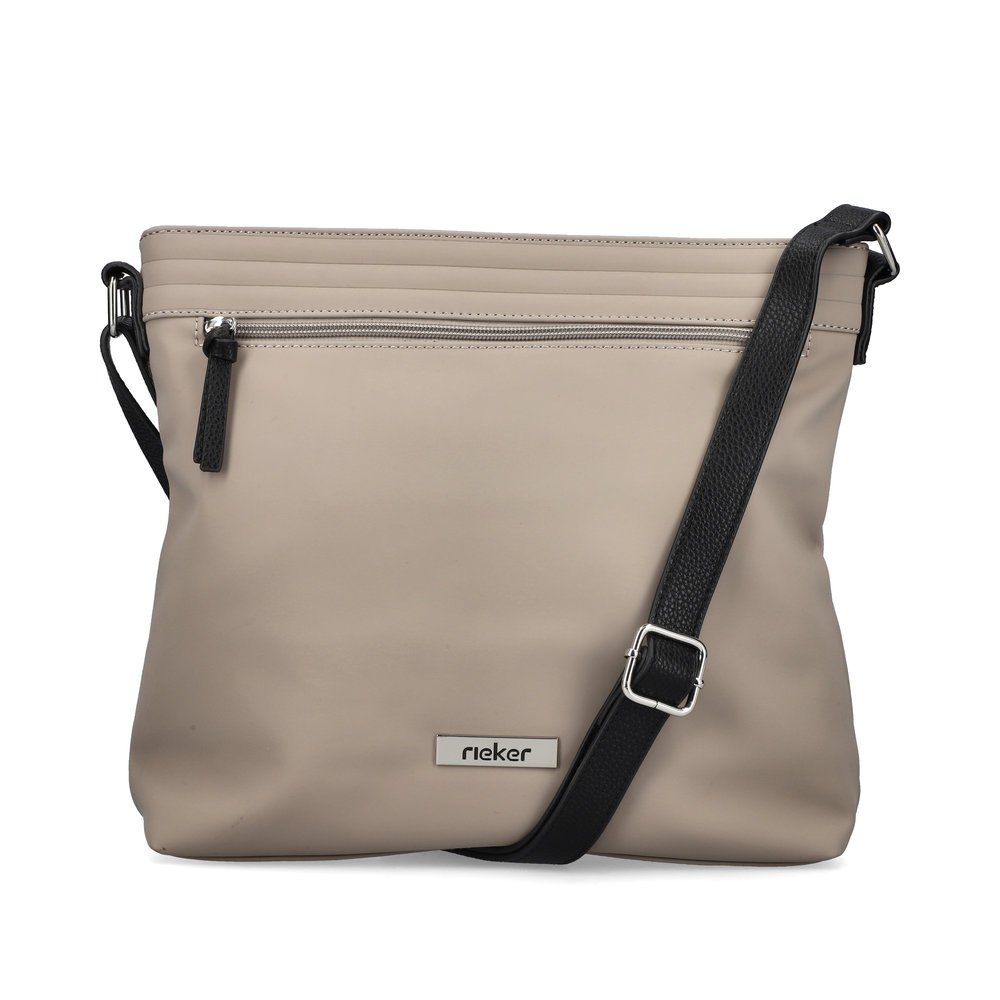Rieker women´s bag H1526-60 in beige-black made of imitation leather with zipper from the front.