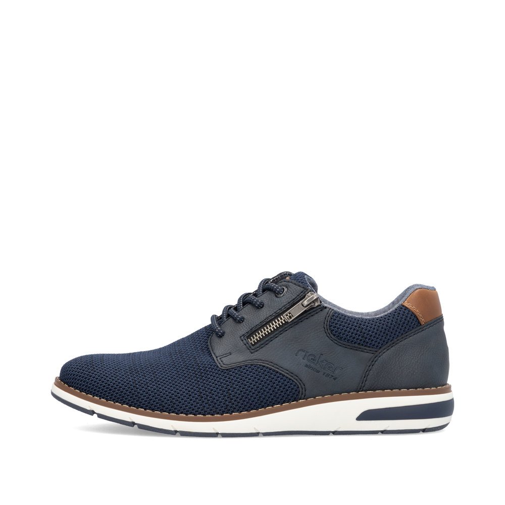 Blue Rieker men´s lace-up shoes 11311-14 with zipper as well as comfort width G 1/2. Outside of the shoe.