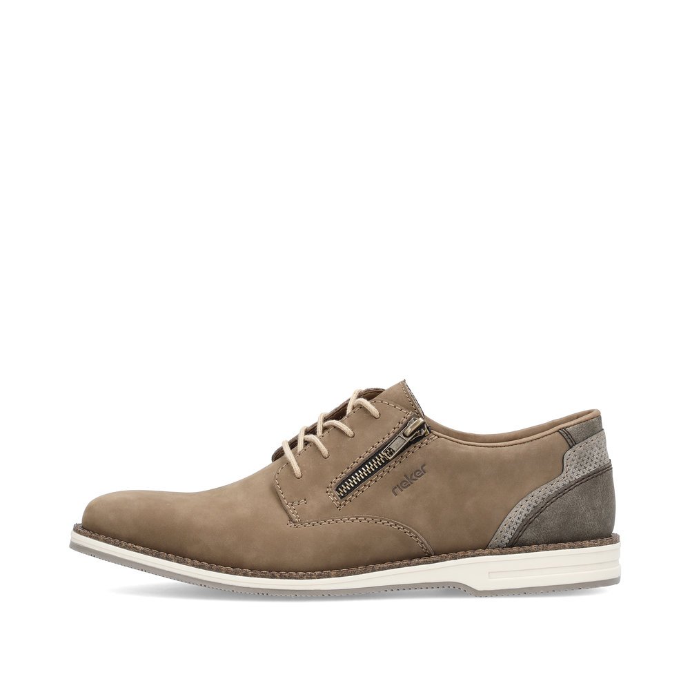 Light brown Rieker men´s lace-up shoes 12505-25 with a zipper. Outside of the shoe.