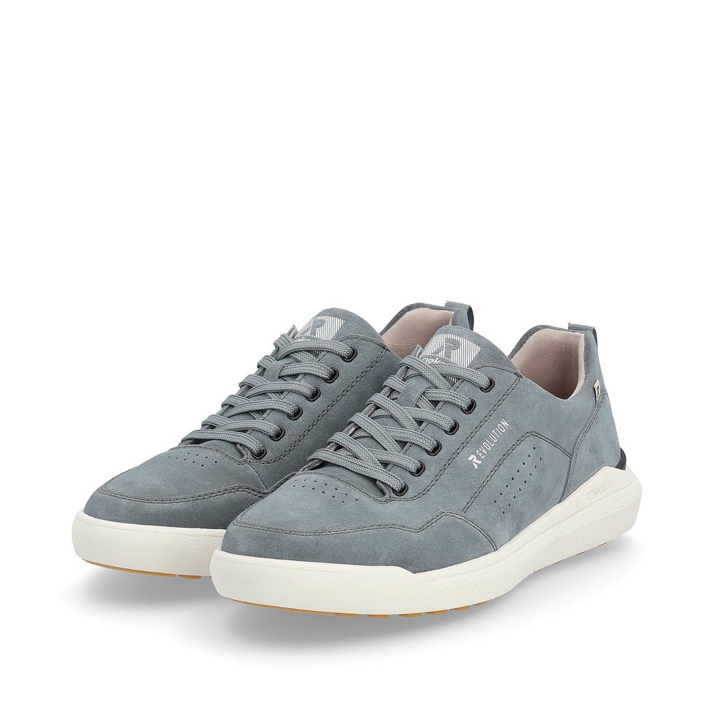 Blue Rieker men´s low-top sneakers U1101-14 with a flexible sole. Shoes laterally.