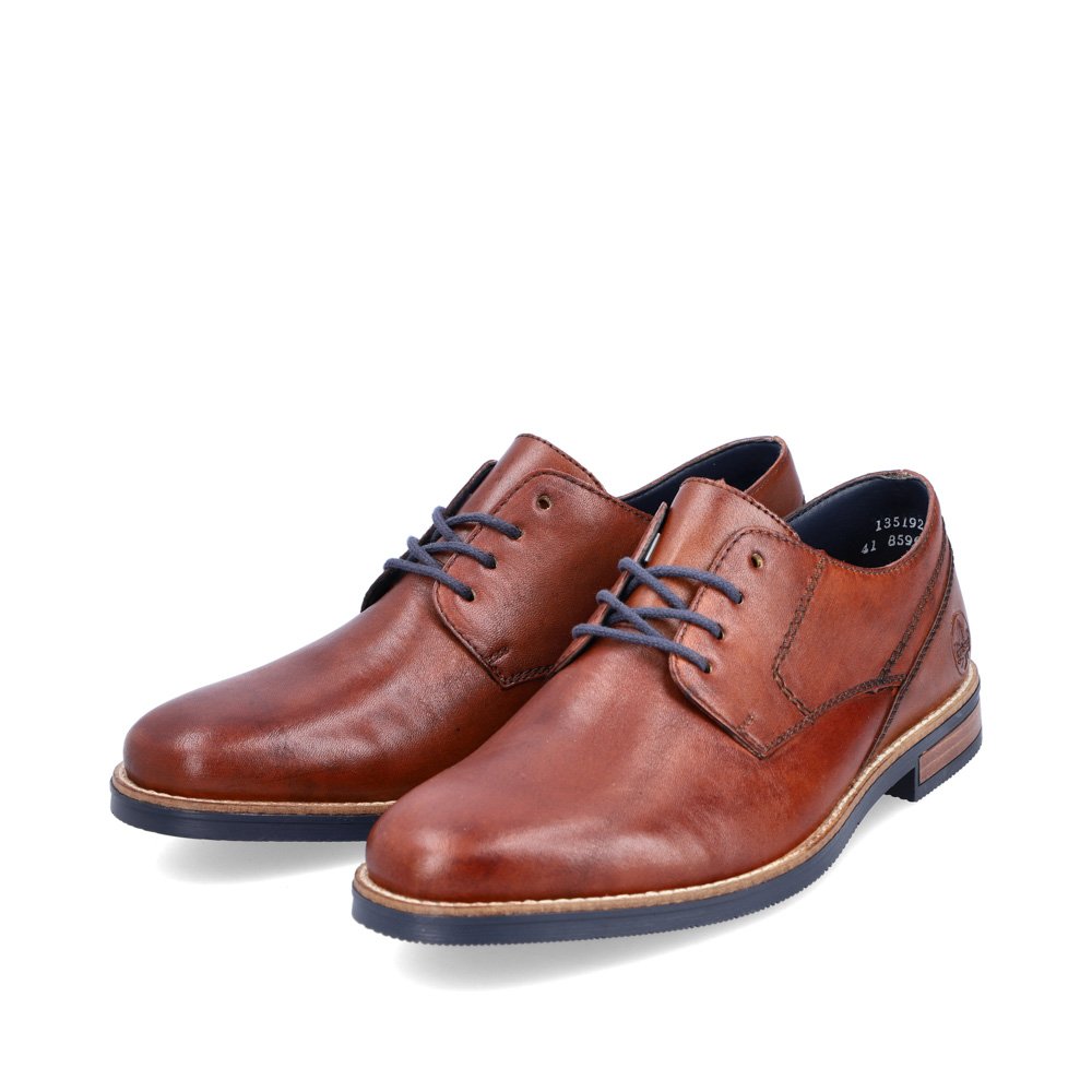 Coffee brown Rieker men´s lace-up shoes 13519-24 with the comfort width G 1/2. Shoes laterally.