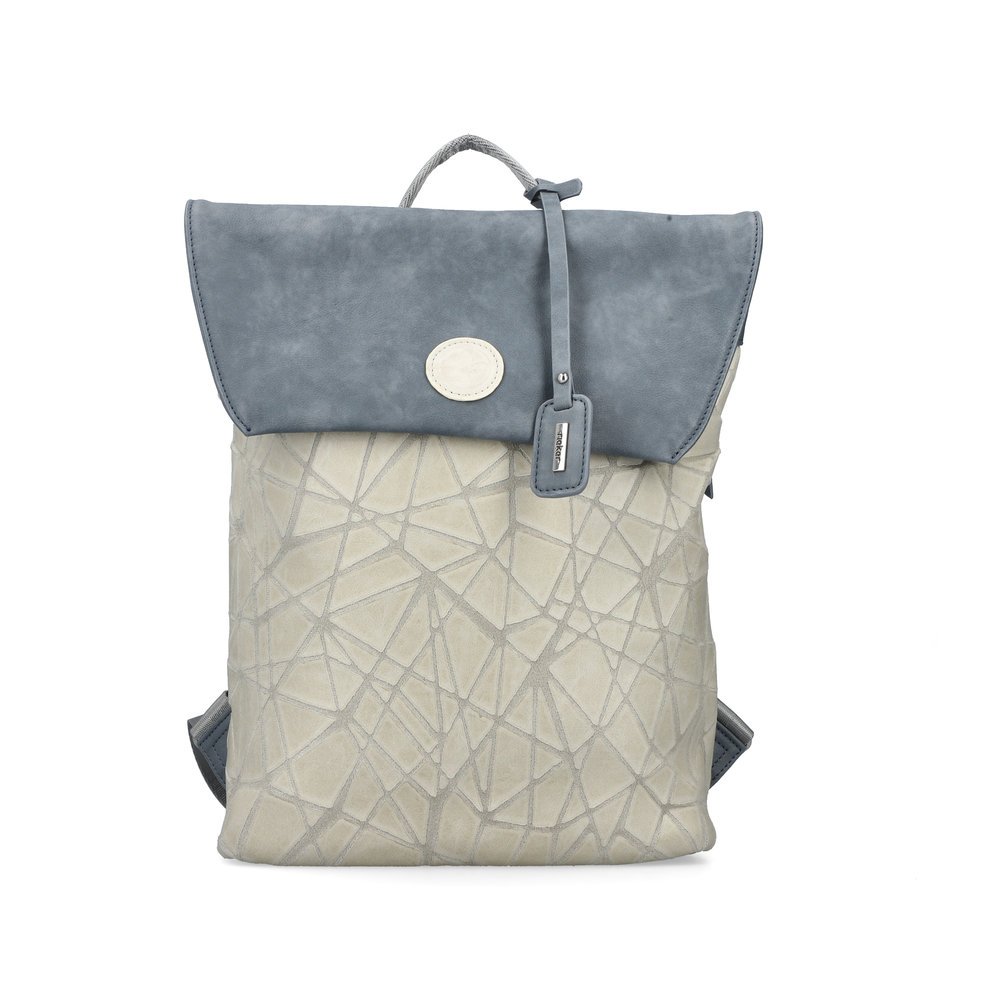 Rieker backpack H1386-13 in blue with zipper, secure back pocket and laptop pocket. Front.