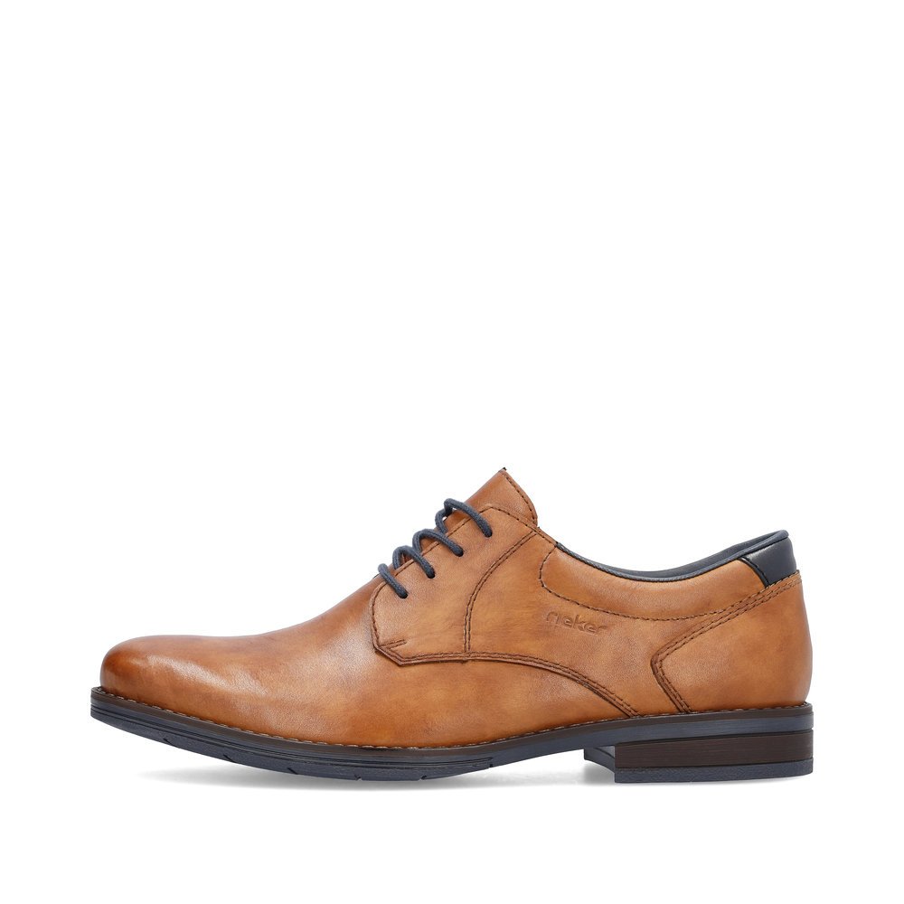 Wood brown Rieker men´s lace-up shoes 10304-24 with the comfort width G 1/2. Outside of the shoe.