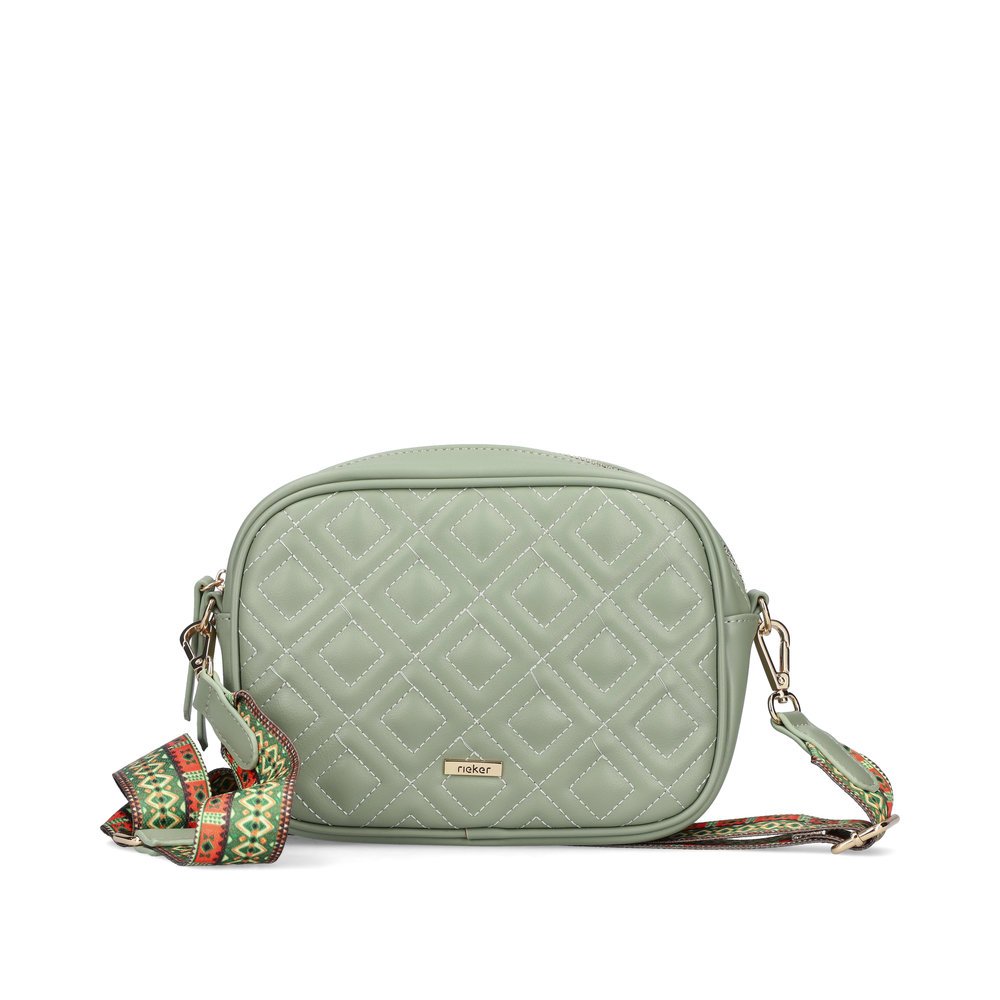 Rieker handbag H1500-52 in green with zipper and detachable and adjustable shoulder strap. Front.