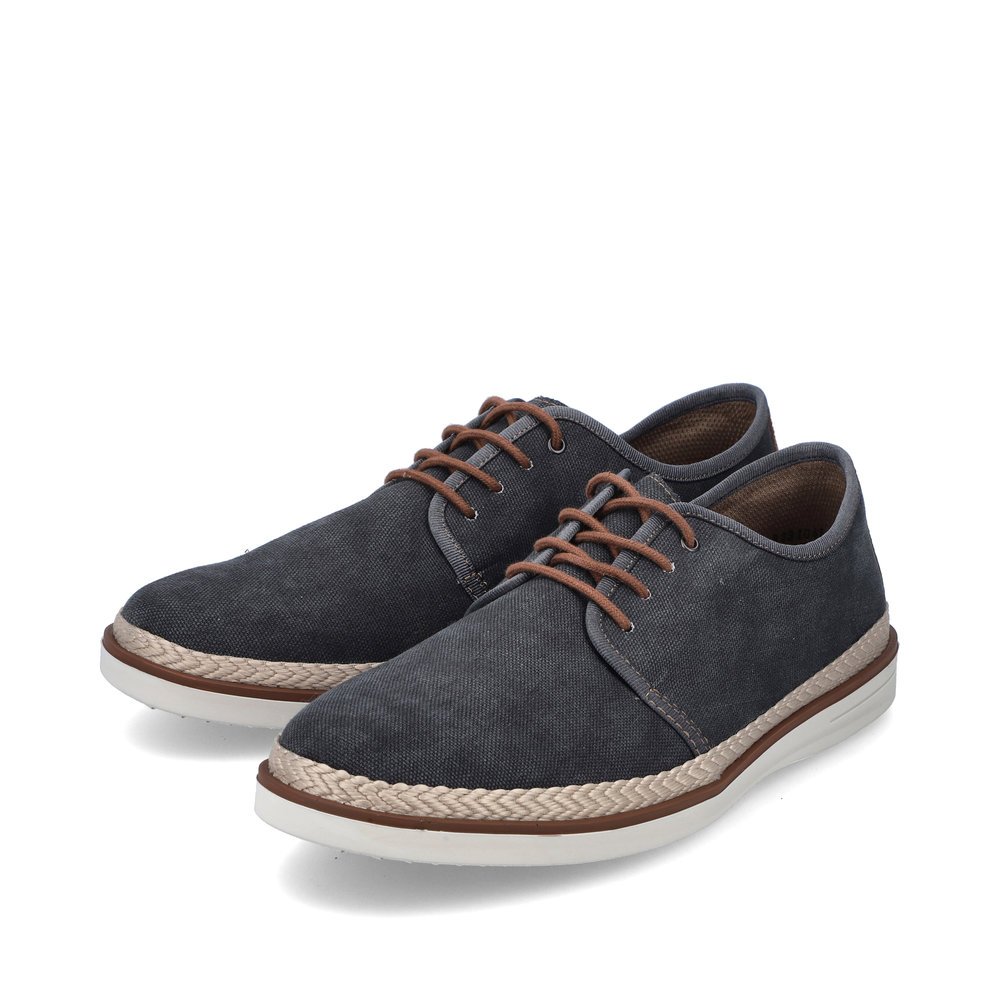 Dark grey Rieker men´s lace-up shoes B2310-45 with the comfort width G 1/2. Shoes laterally.