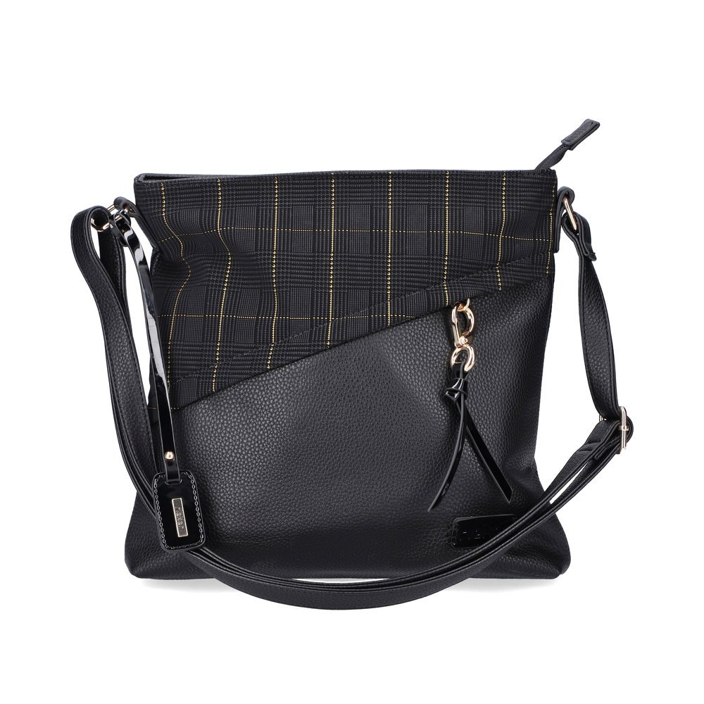 Rieker women´s bag H1040-00 in black made of imitation leather with zipper from the front.
